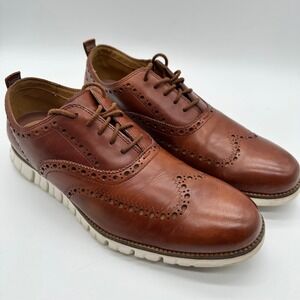 Men's Cole Haan Zerogrand Wingtip Oxford British Tan Loafer Leather Shoes 11 M